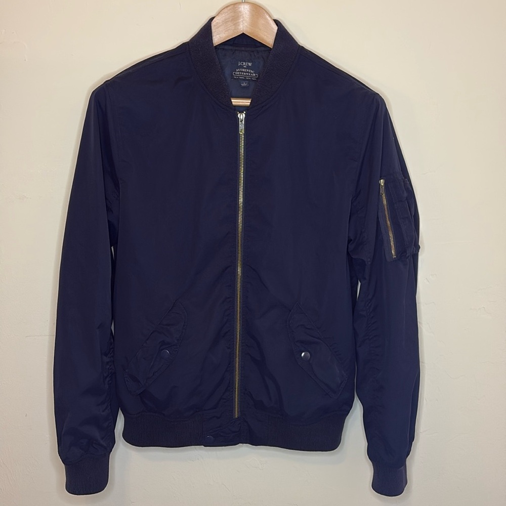 J. Crew Men’s Lightweight Bomber Jacket, Navy, Size Small